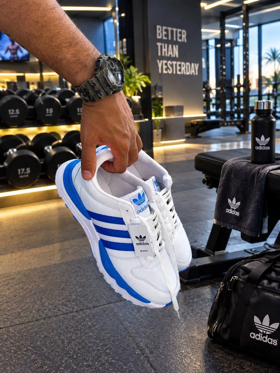 کفش آدیداس ۳خط Adidas سفید آبی|کیف، کفش، کمربند|تهران, اختیاریه|دیوار