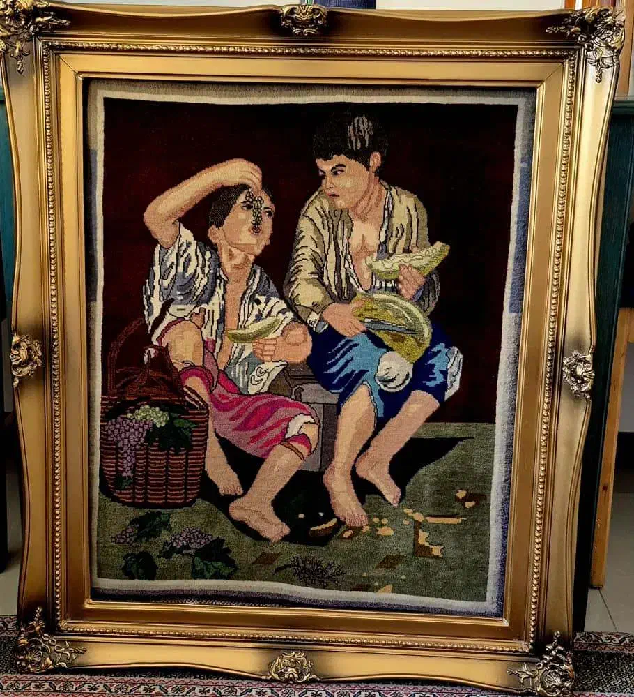 تابلو نفیس فرش دست باف طبیعی قدیمی|تابلو فرش|تهران, قبا|دیوار