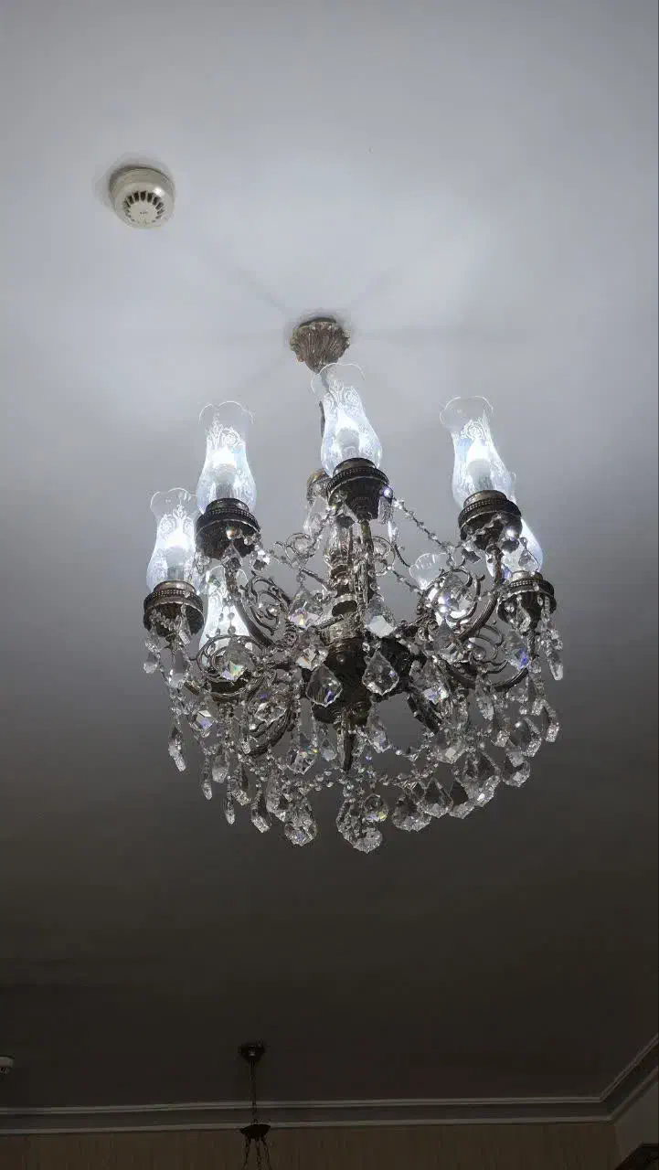 لوستر برنز سیاه قلم ۸شاخه|لوستر و چراغ آویز|تبریز, |دیوار