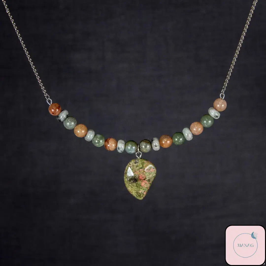 گردنبند اوناکیتوعقیق خزهای،کارنلین و جاسپر|جواهرات|اراک, |دیوار