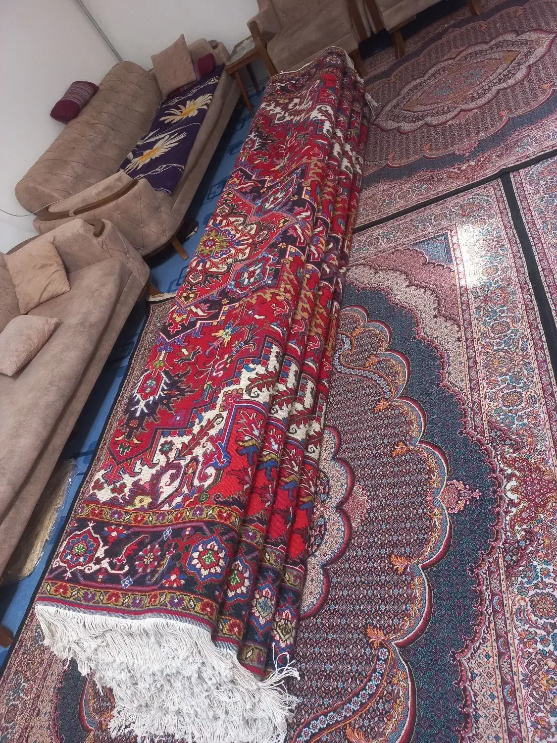 دوجفت۶متری ست هریس ۶۱۰ایلمح|فرش|تبریز, |دیوار