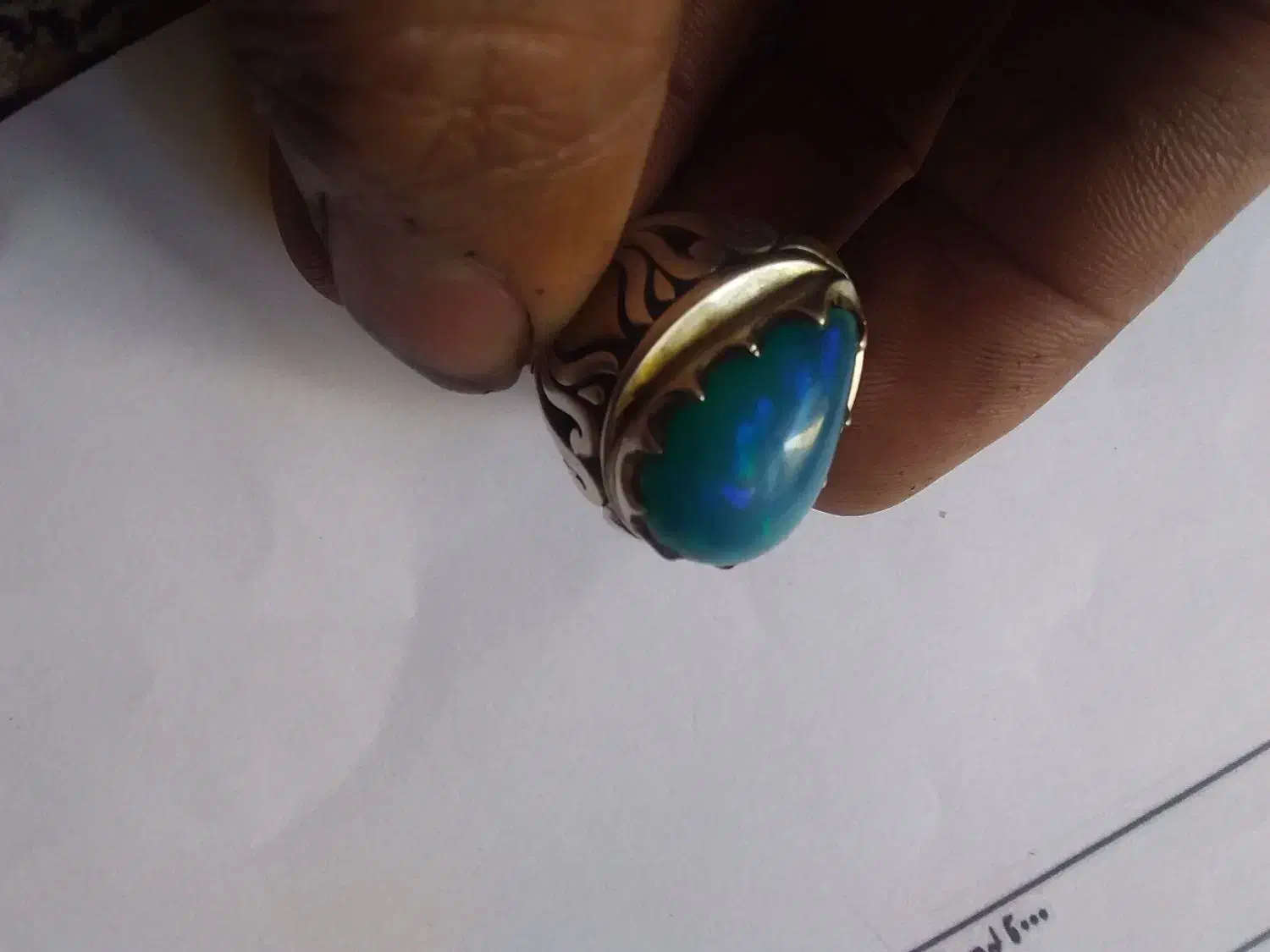 انگشتر دست ساز سنگ اوپال|جواهرات|ملایر, |دیوار