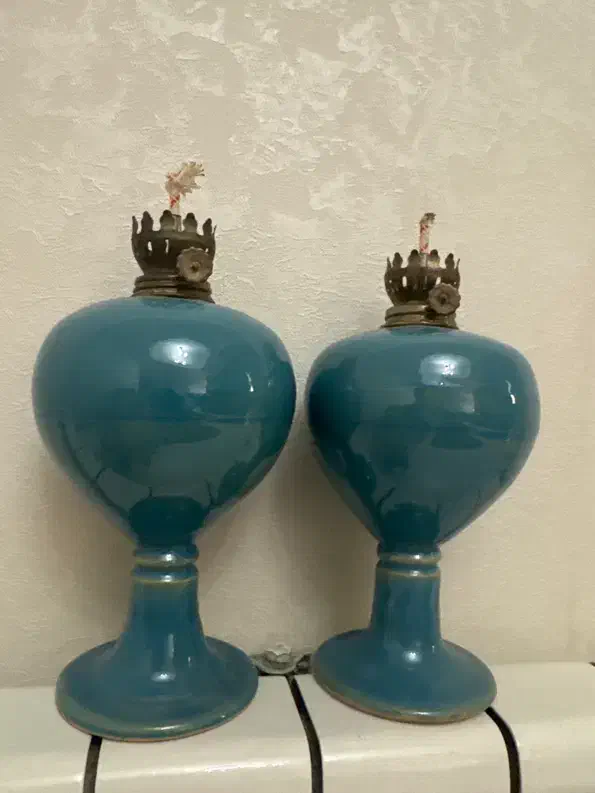 شمعدان سرامیکی فیروزه ای|لوستر و چراغ آویز|فردیس, قریشی|دیوار