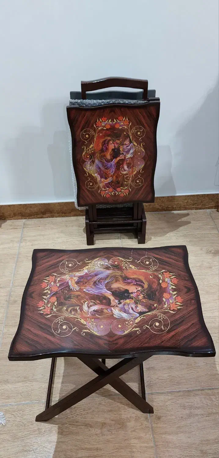 میز عسلی ۴ تایی تاشو،چوب MDF پولیش شده|مبلمان خانگی و میز عسلی|لاهیجان, کاروانسرابر|دیوار