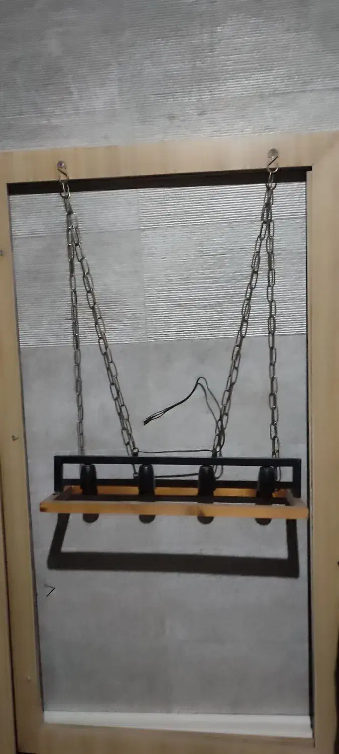 لوسترمدرن چوبی چهار وتک شعله|لوستر و چراغ آویز|رباطکریم, نصیرشهر|دیوار