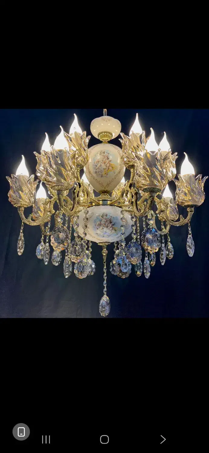 لوسترچکشی رامابرنج.۵+۱۱شعله/مدل سرامیکی.HK light35|لوستر و چراغ آویز|تهران, نعمتآباد|دیوار