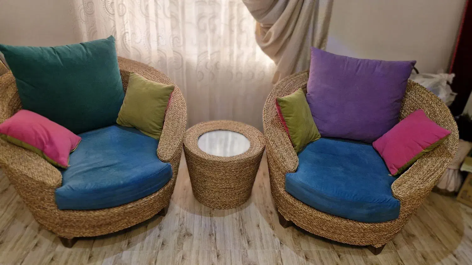 فروش مبل نیم ست حصیری|مبلمان خانگی و میز عسلی|بندر ماهشهر, |دیوار