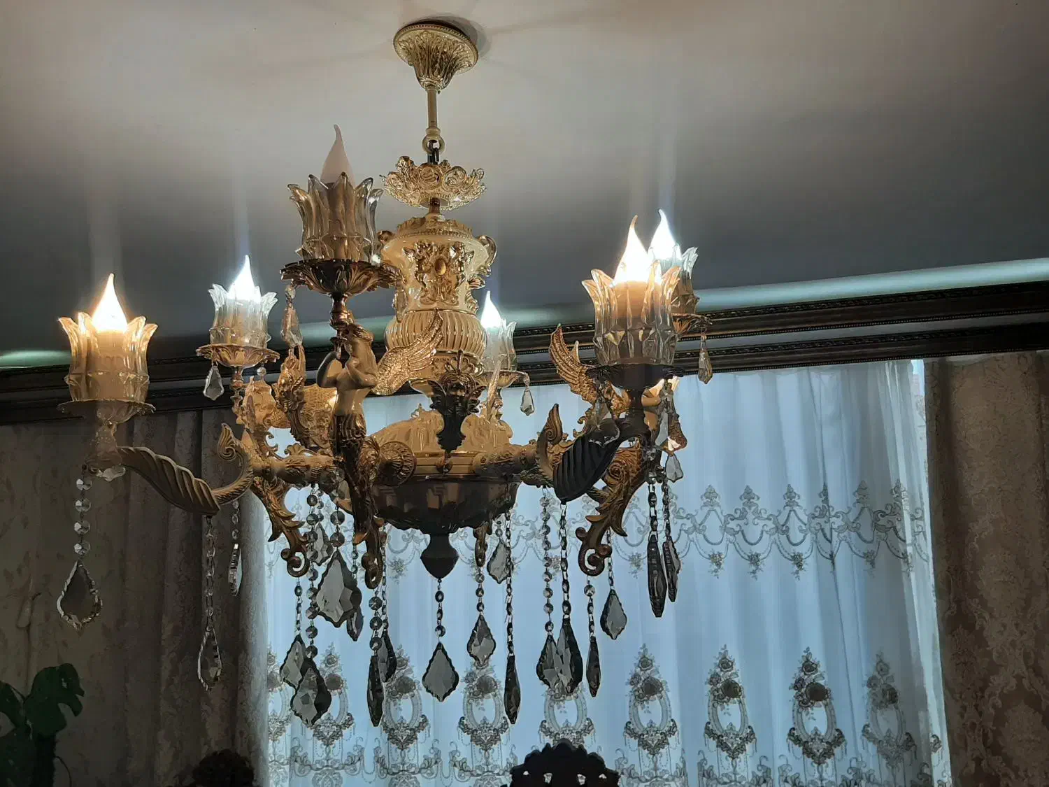 لوستر برنز کاملا نو و سالم دو عدد جفت|لوستر و چراغ آویز|ماهدشت, |دیوار