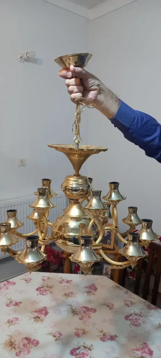 ۲ عددلوستر ۱۵ شعله مدل آویزان|لوستر و چراغ آویز|ارومیه, |دیوار