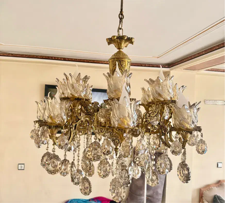 *2*لوستر برنج ۱۶ شعله|لوستر و چراغ آویز|محمدیه-قزوین, |دیوار