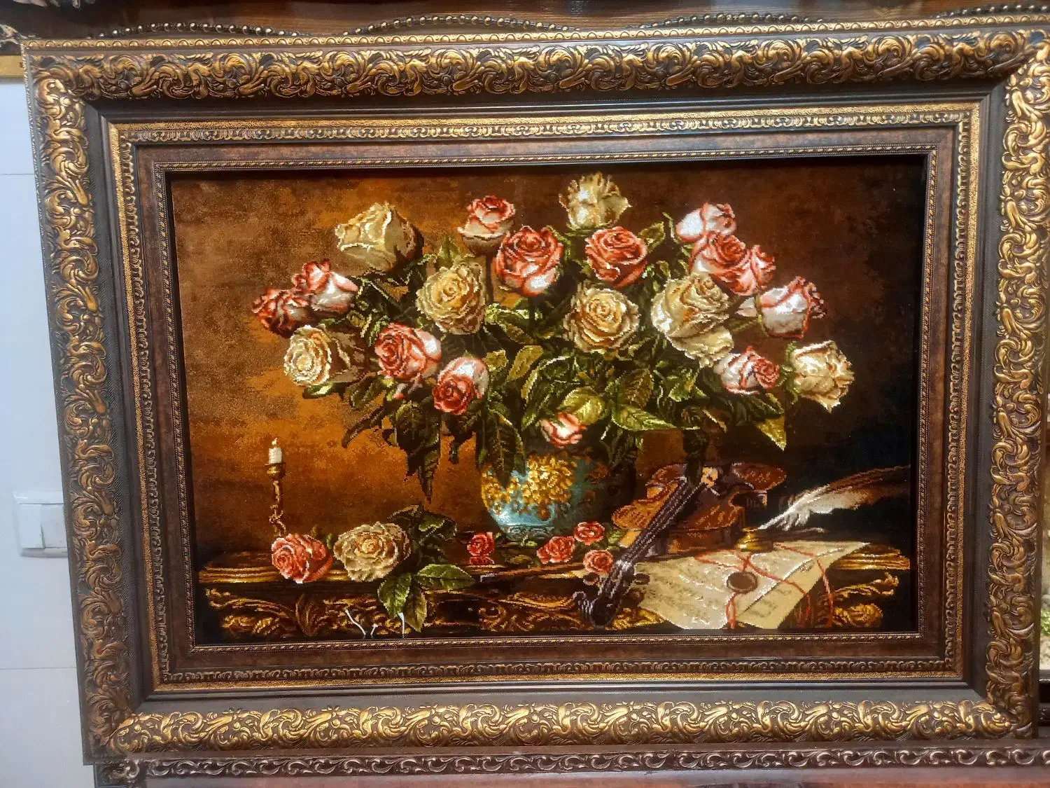 تابلو فرش دستباف گل رز سفید قاب اعلا golha|تابلو فرش|تهران, نارمک|دیوار