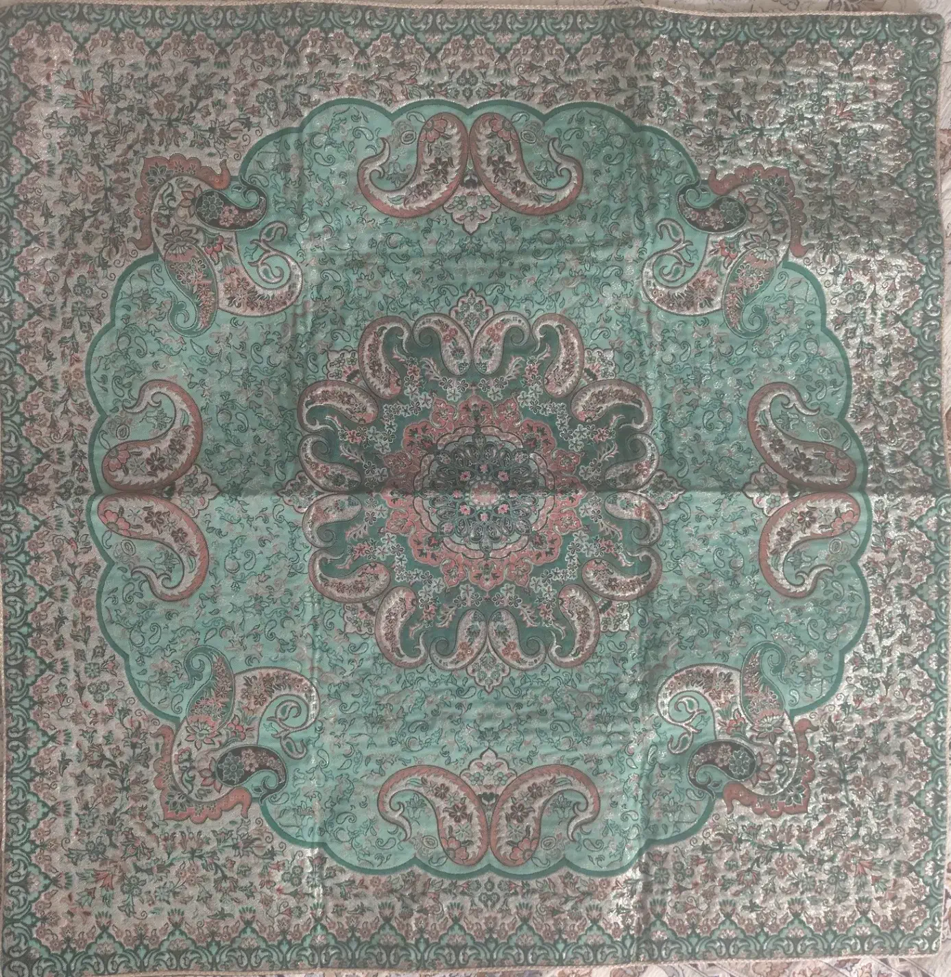 رومیزی ترمه سبز کاملا نو|پرده، رانر، رومیزی|قم, نیروگاه|دیوار