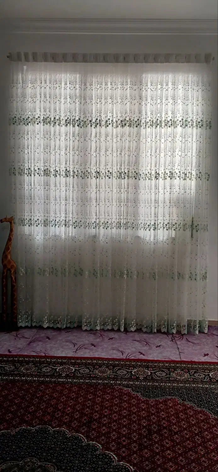 پرده توری گلدار|پرده، رانر، رومیزی|آبیک, |دیوار