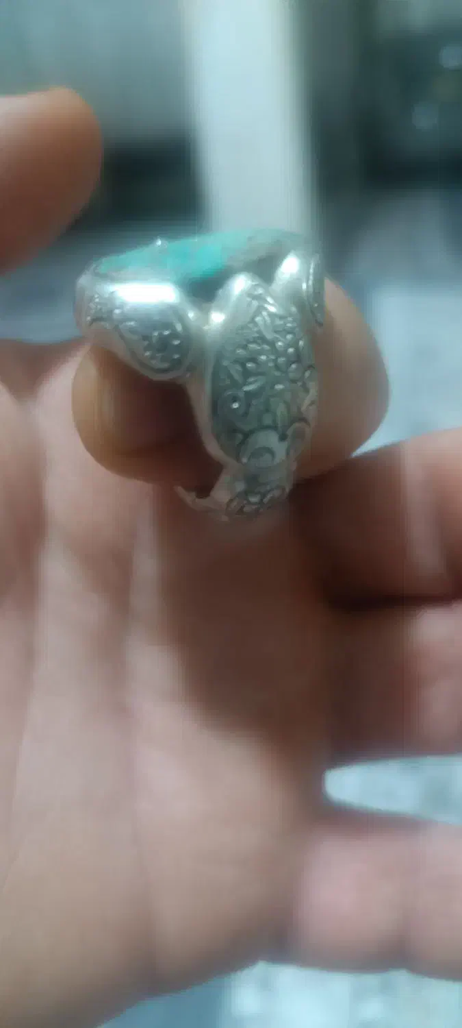 انگشتر نقره فیروزه کار دست قلم سیاه|جواهرات|تهران, باشگاه نفت|دیوار