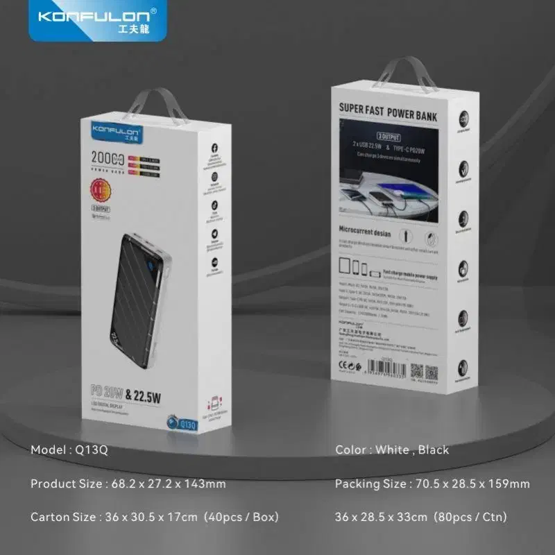 پاور بانک کانفلون مدل Q13Q ظرفیت 20000 میلی آمپر|لوازم جانبی موبایل و تبلت|شیراز, فخرآباد (دروازه کازرون)|دیوار
