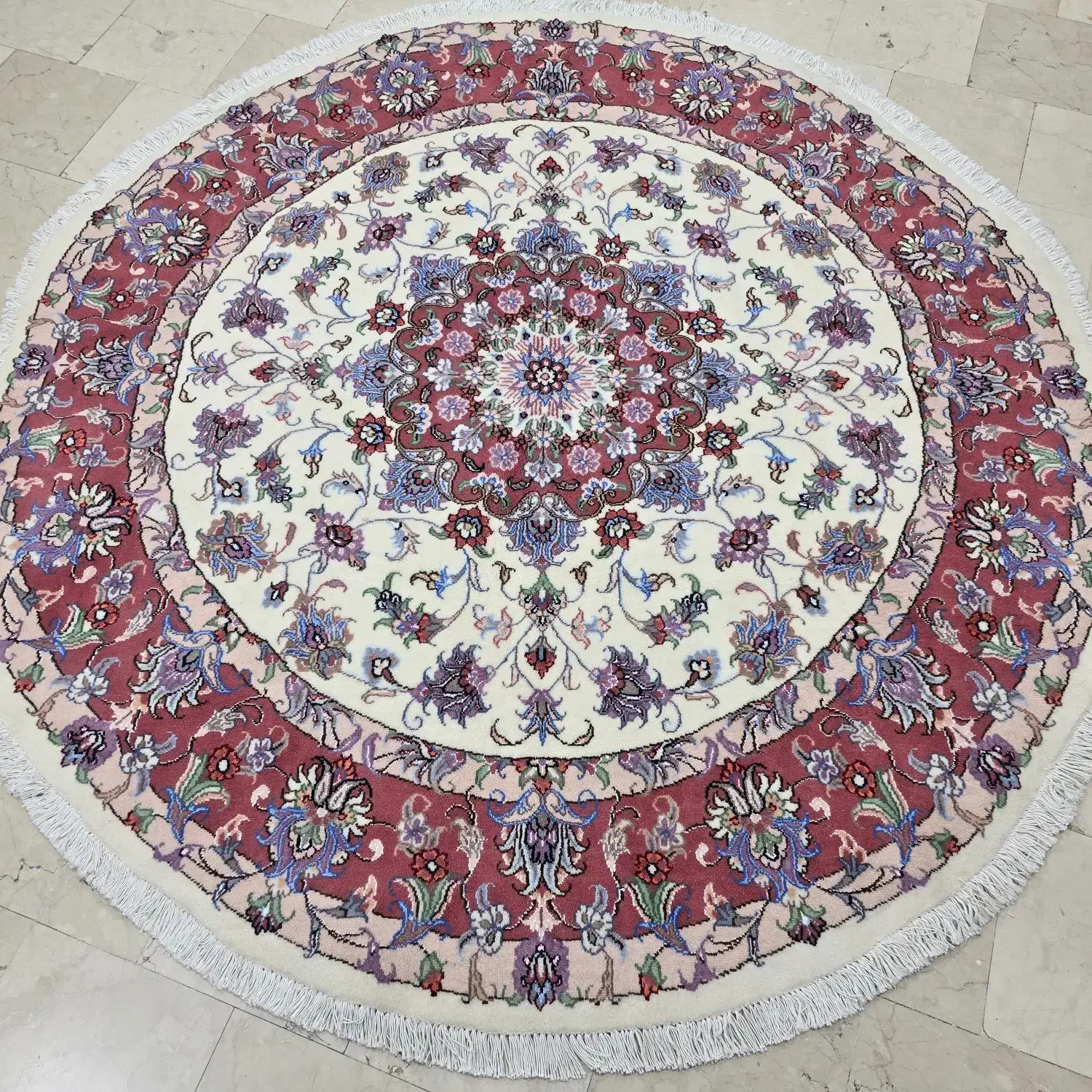 فرش دستباف دایره ۲×۲ گلابریشم نو|فرش|تهران, ونک|دیوار