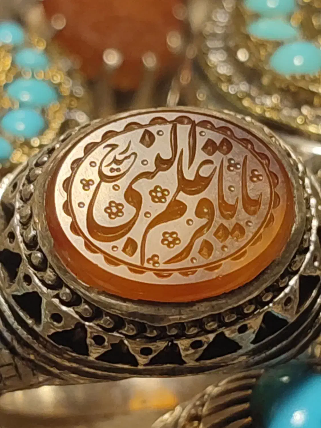 انگشتر. خط حیدر.  فیروزه. شجر|جواهرات|نیشابور, شهرآرا|دیوار