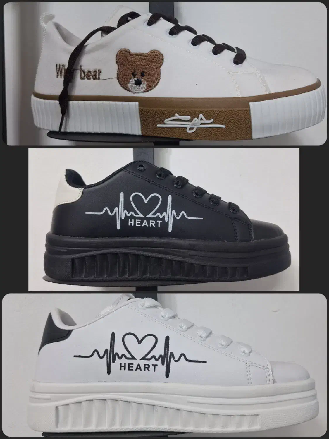 کتونی کفش ونس مدل تدی خرسی و ضربان قلب سفید و مشکی|کیف، کفش، کمربند|قم, شاه ابراهیم|دیوار