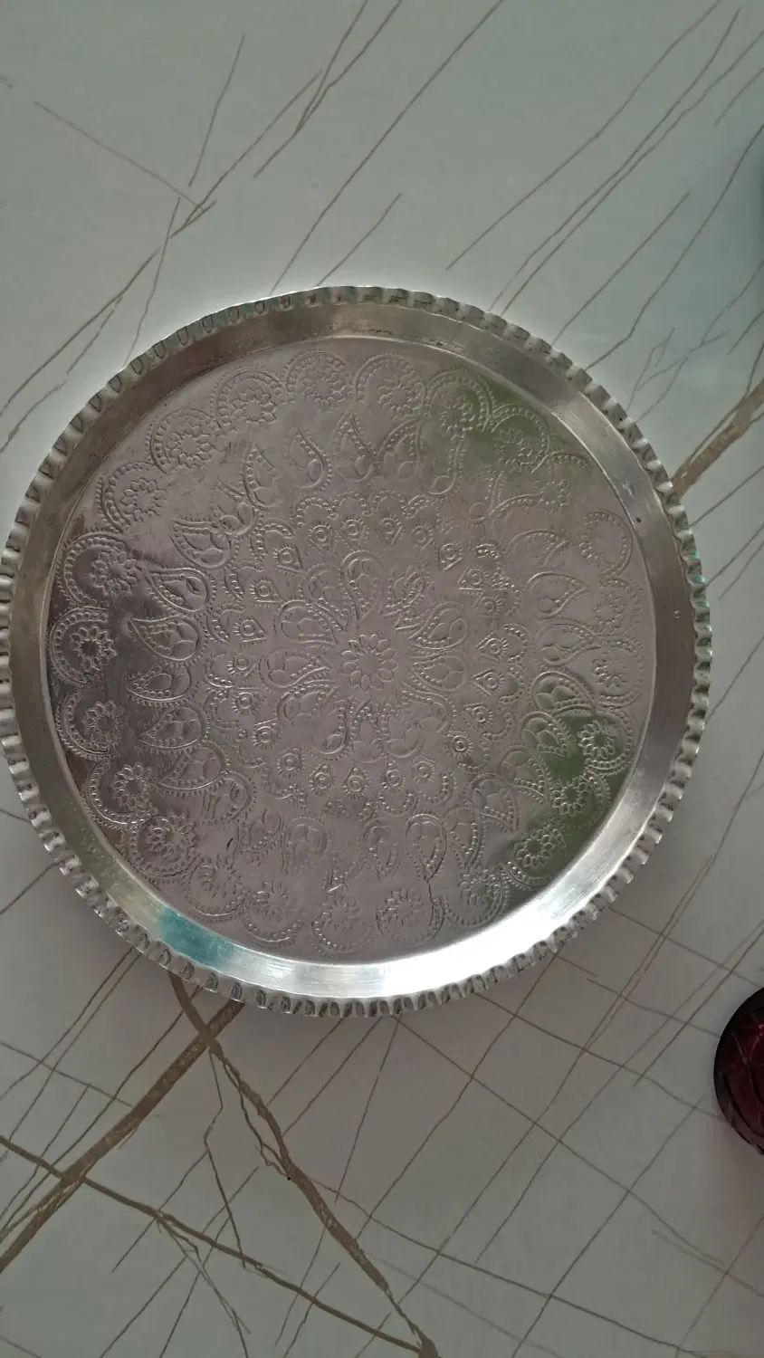 سینی چای مسی کرمان طرح ترمه اصل|ظروف سرو و پذیرایی|تهران, مهران|دیوار