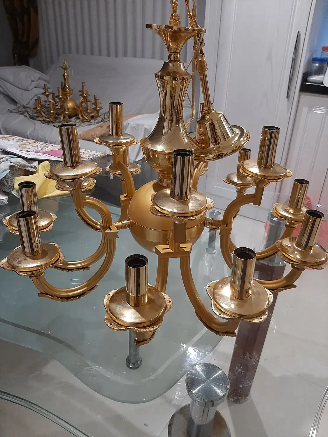 لوستر برونز|لوستر و چراغ آویز|مشهد, شهرآرا|دیوار