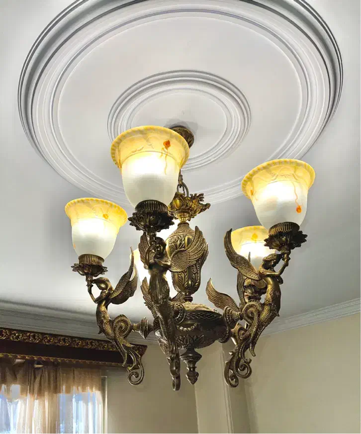 دو عدد لوستر برنزی فرشته با دو دیوارکوب|لوستر و چراغ آویز|تهران, قلهک|دیوار