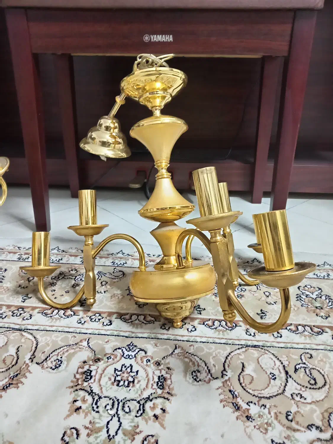 یک جفت لوستر برنز سه شاخه شش شعله نورسازان|لوستر و چراغ آویز|تهران, پونک|دیوار