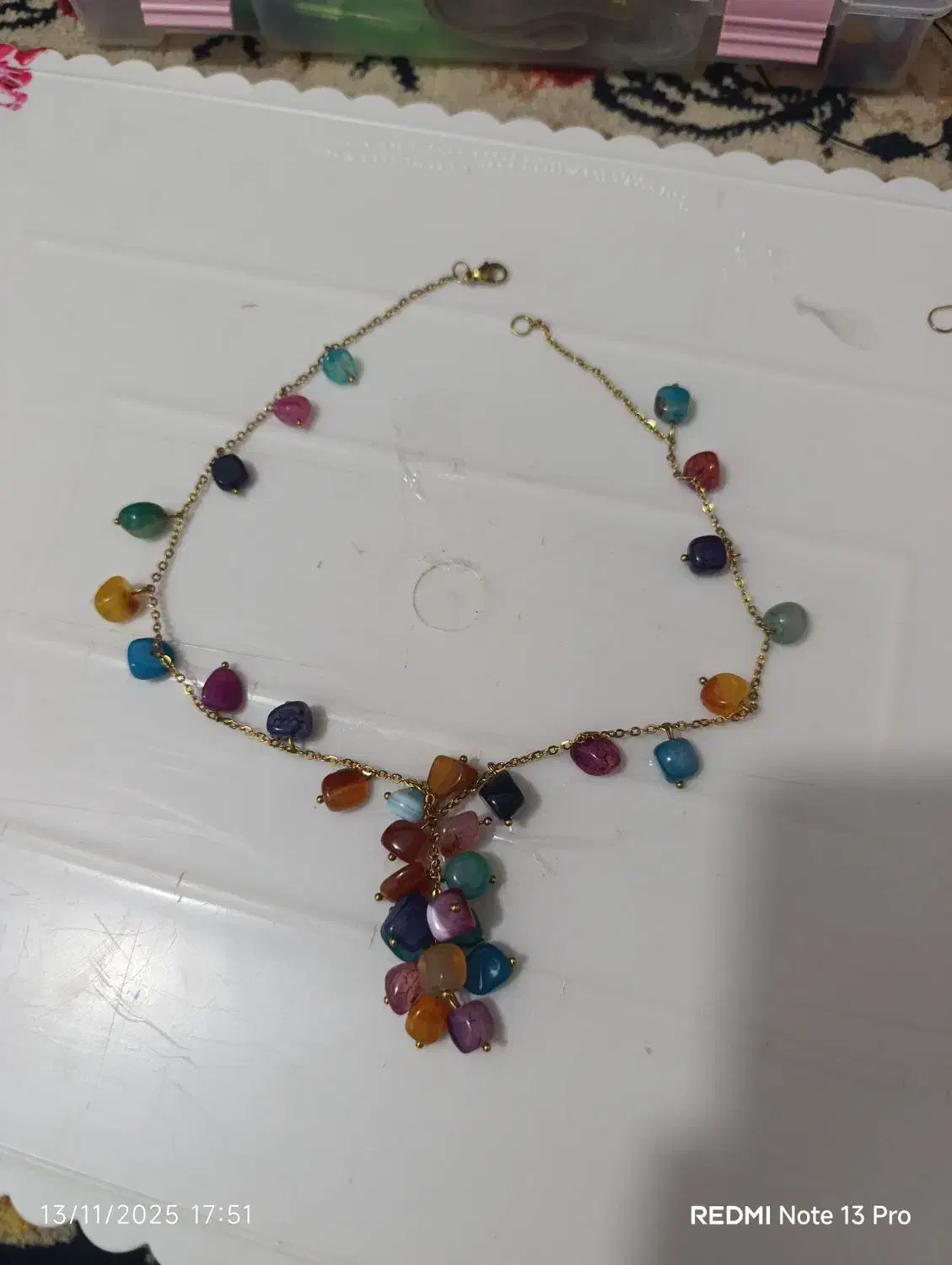 بدلیجات رنگ ثابت اناری ست گردنبند وگوشواره یلدایی|بدلیجات|همدان, |دیوار