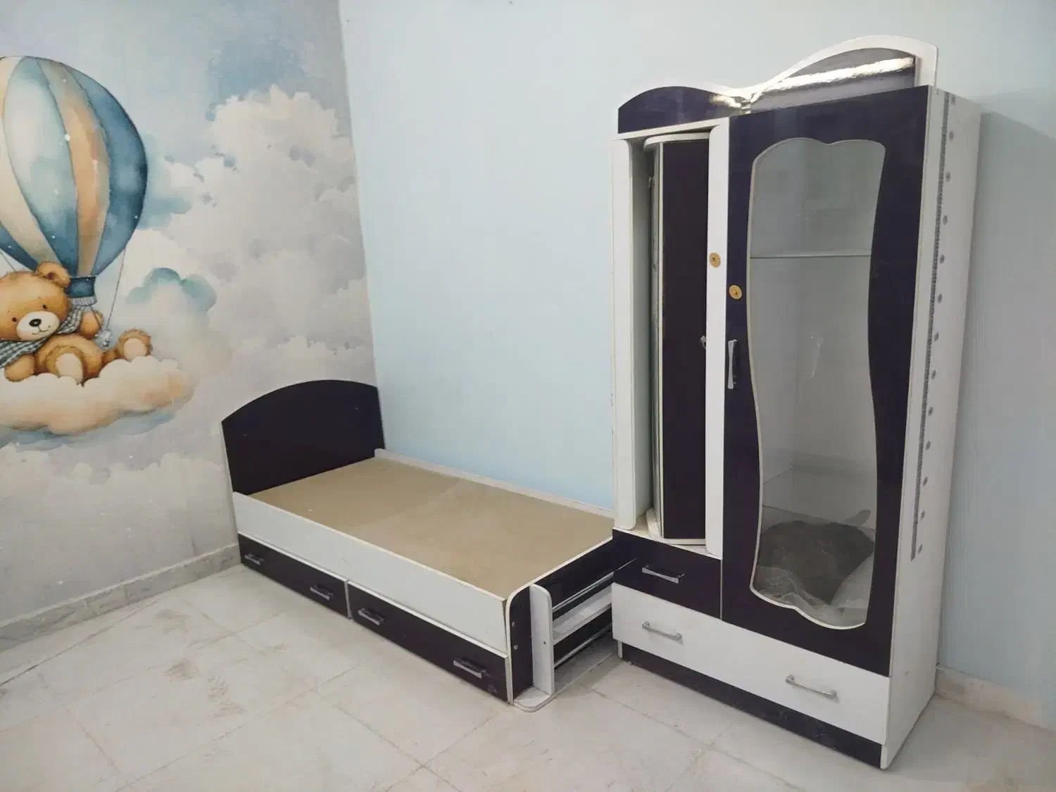 کمد و تخت کودک و نوجوان|تخت و سرویس خواب|خمینی‌شهر, |دیوار