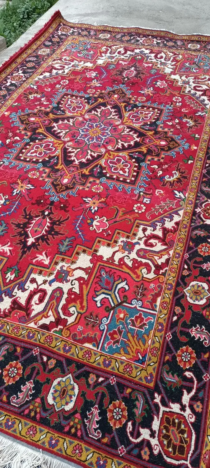 فرش دستباف هریس با نخ جهره نقشه تاجری ۶ متری|فرش|اهر, |دیوار