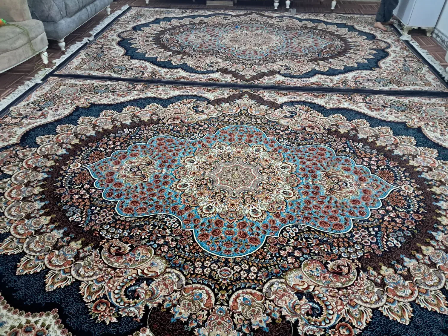 یک جفت فرش ۹متری طرح ارکیده|فرش|ورامین, شهرک مدرس|دیوار