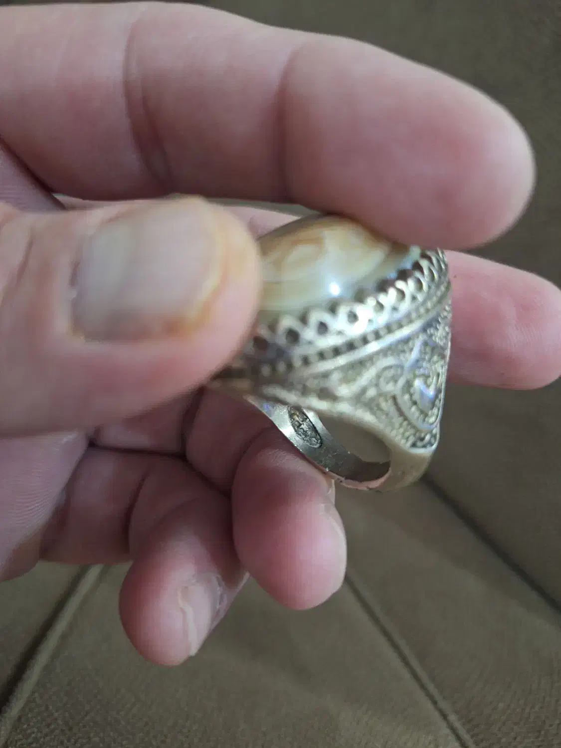 دوتا انگشتر با سنگ عقیق سلیمانی رنگ ثابت|کلکسیون اشیاء عتیقه|سرپل ذهاب, |دیوار