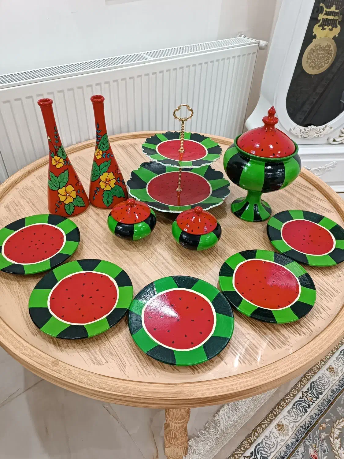 ست کامل یلدایی سفالی|ظروف سرو و پذیرایی|ایلام, |دیوار