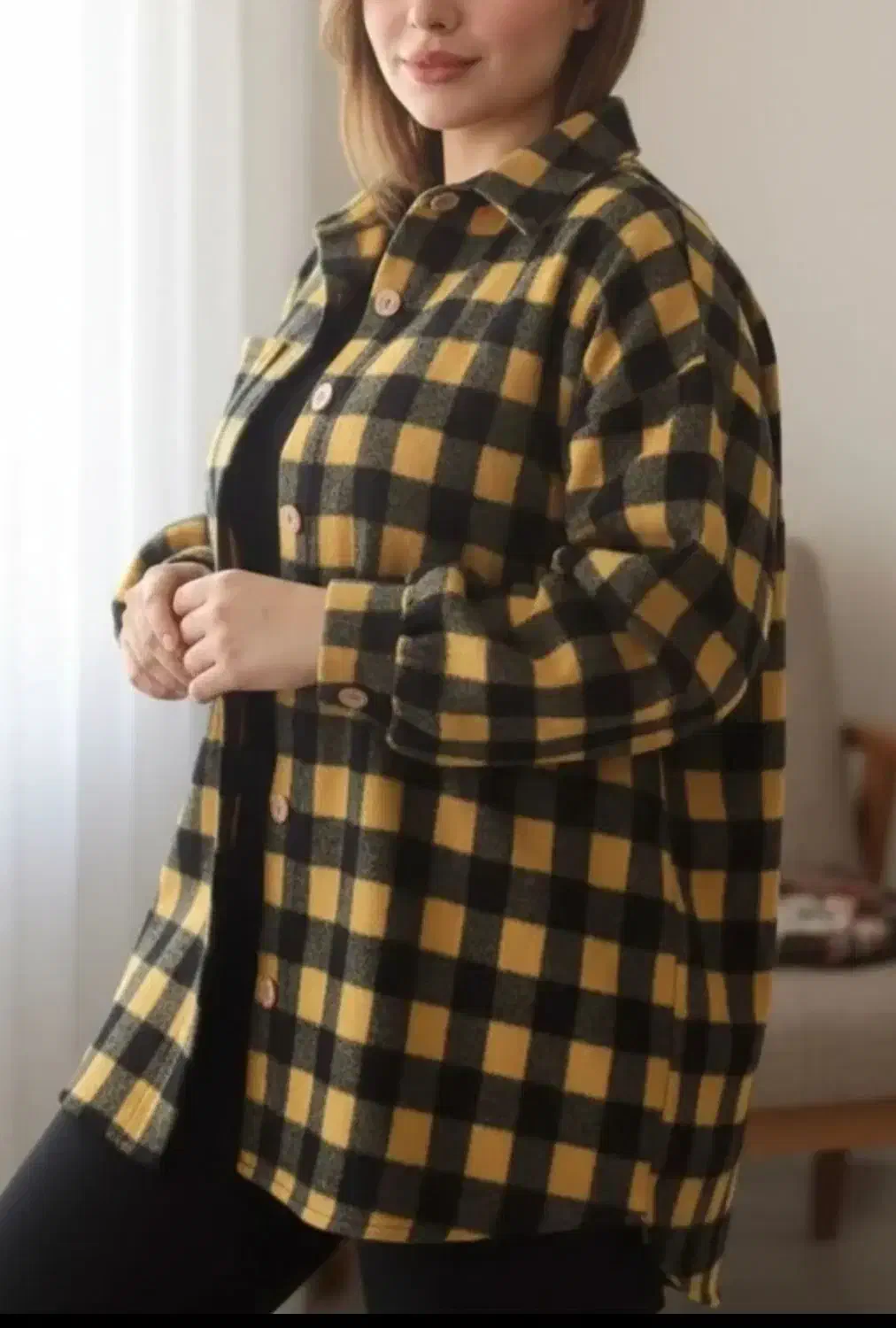 فروش پالتو چهارخونه آستردار (تنخور در عکس)|لباس|نوشهر, |دیوار