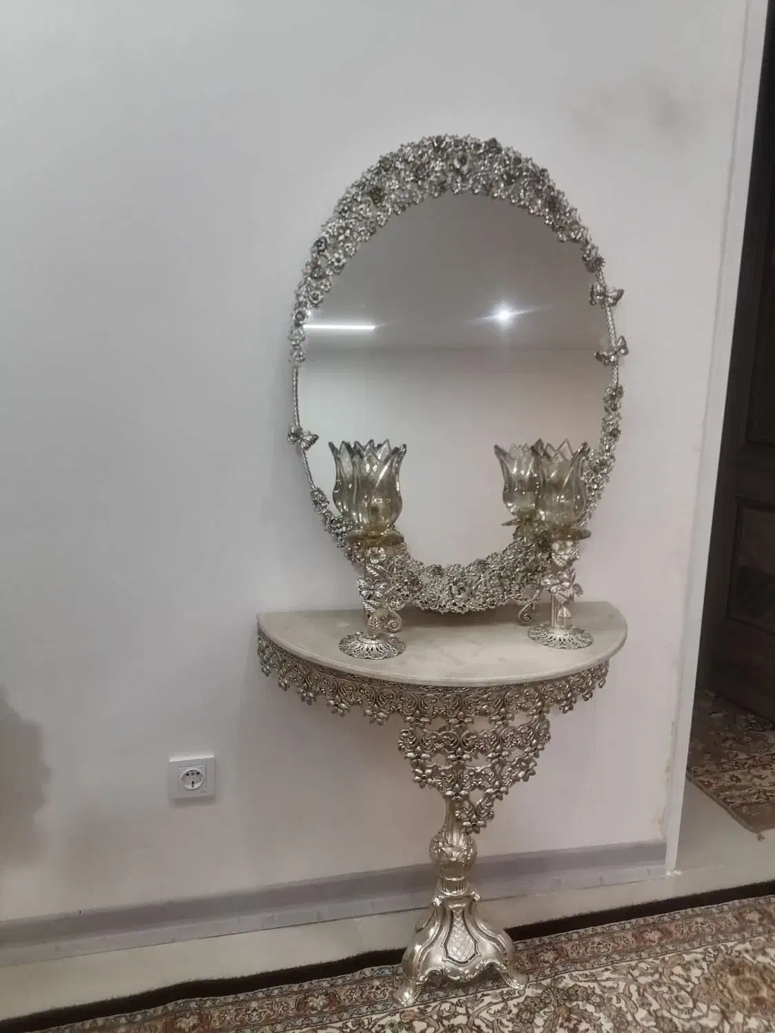 آیینه و شمعدان سیلور|صنایع دستی و سایر لوازم تزئینی|ری, سیزده آبان|دیوار