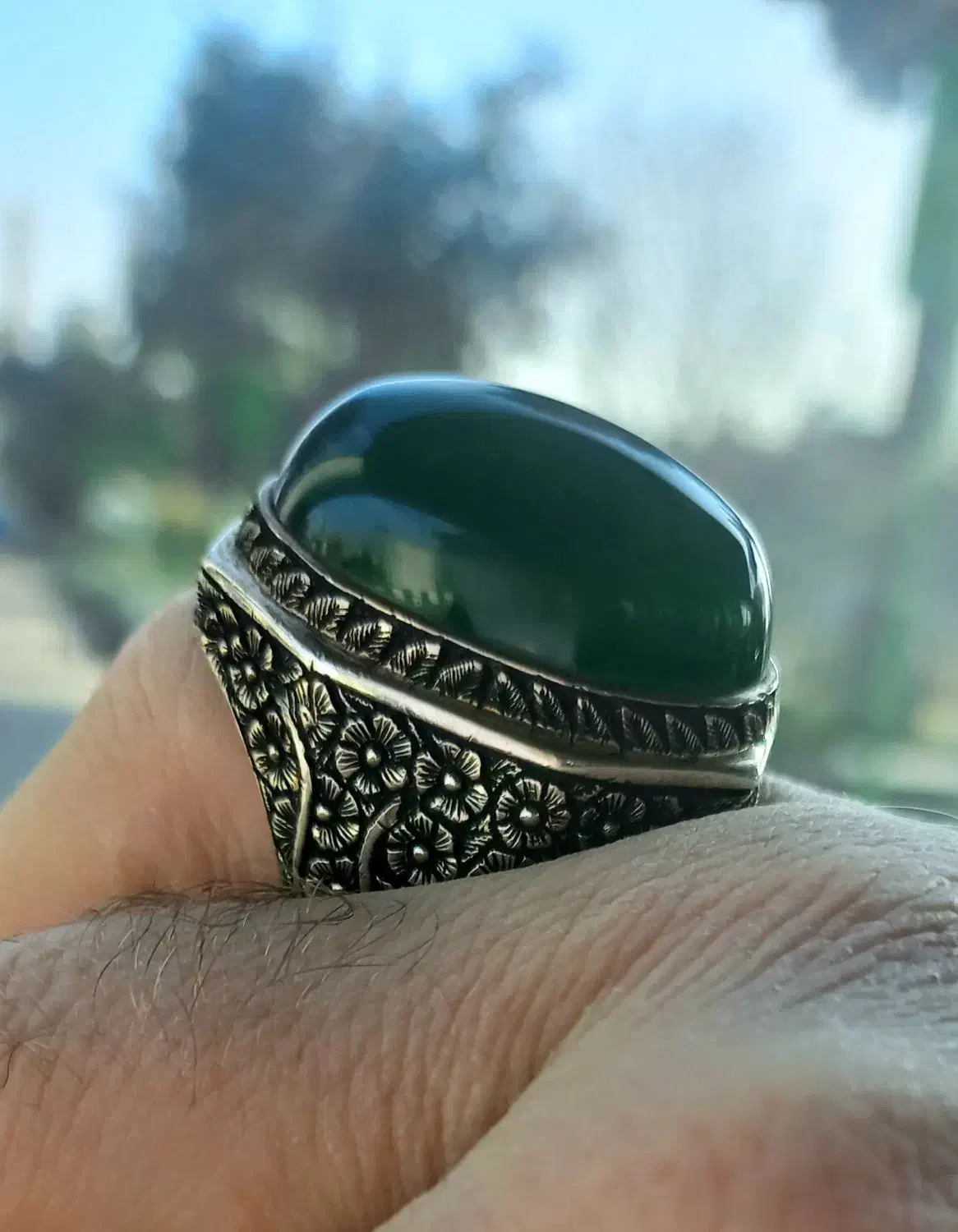 انگشتر عقیق سبز فاخر رکاب قلم|جواهرات|قائم‌شهر, |دیوار