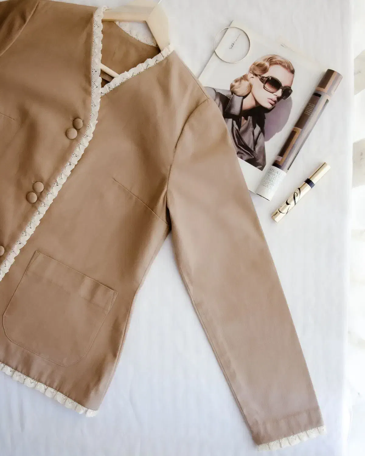 کت کتان نوار قلاب بافی|لباس|رشت, گلباغ نماز|دیوار