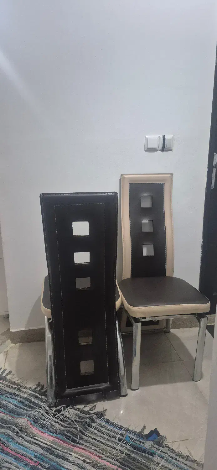 ۴ عدد صندلی استیل روکش چرم|میز و صندلی غذاخوری|لار, |دیوار