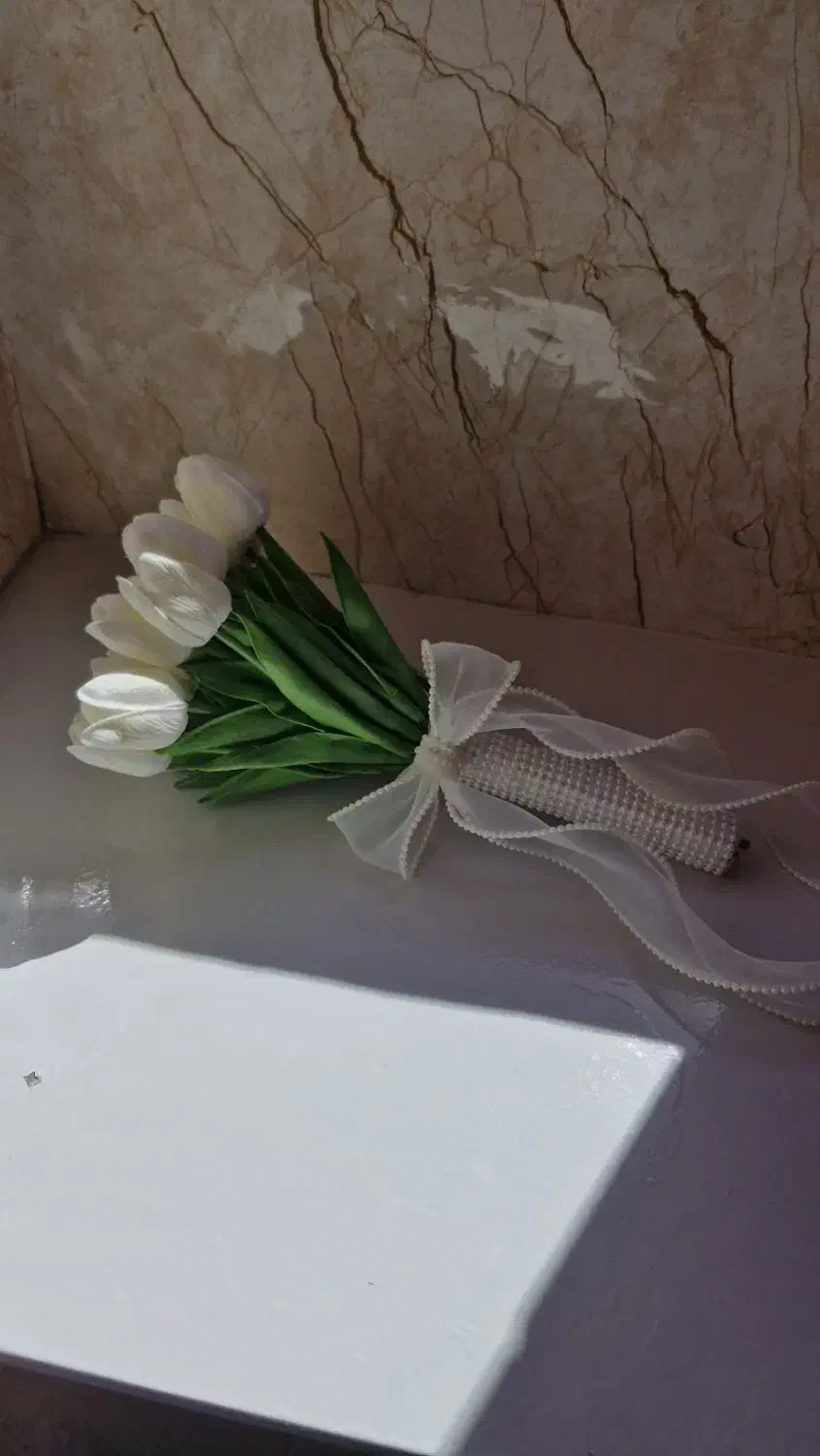 دسته گل عروس،گل لاله لمسی دسته گل عقد|گل مصنوعی|مراغه, |دیوار