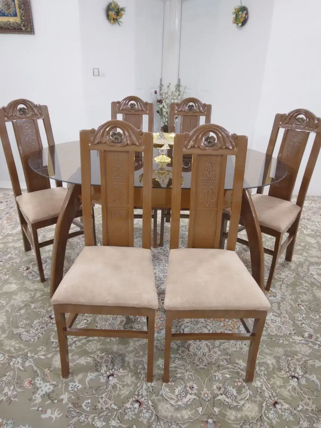 میزنهارخوری 6نفره تمام چوب ومحکم(مناسب جهیزیه)|میز و صندلی غذاخوری|مشهد, توس (بلوار توس)|دیوار