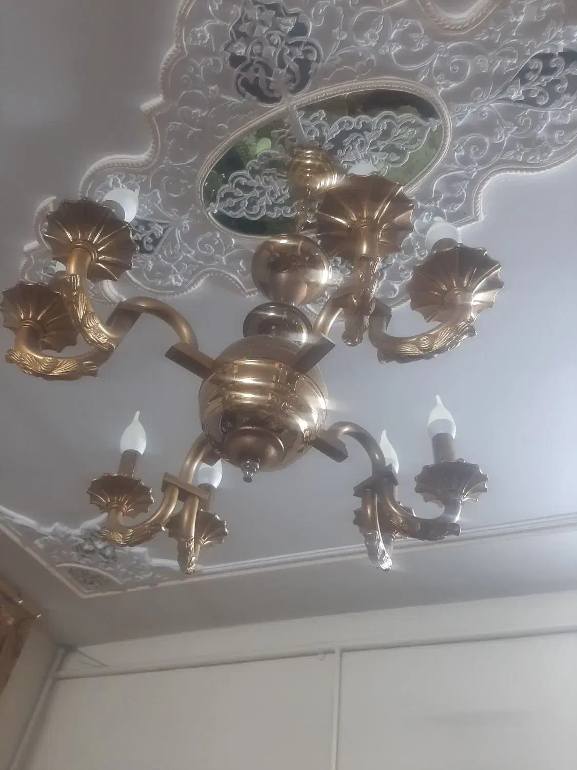 ۴ تا لوستر برنزی چشمه نور آنتیک+هدیه|لوستر و چراغ آویز|ابهر, |دیوار