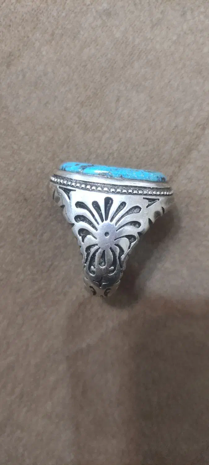 انگشترنقره فیروزه نیشابور مردانه درشت|جواهرات|ارومیه, |دیوار