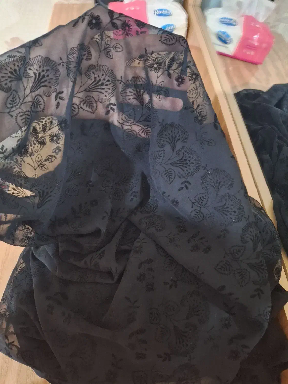 چادر حریر مجلسی گل برجسته مخمل(دوخته شده)|لباس|دورود, |دیوار