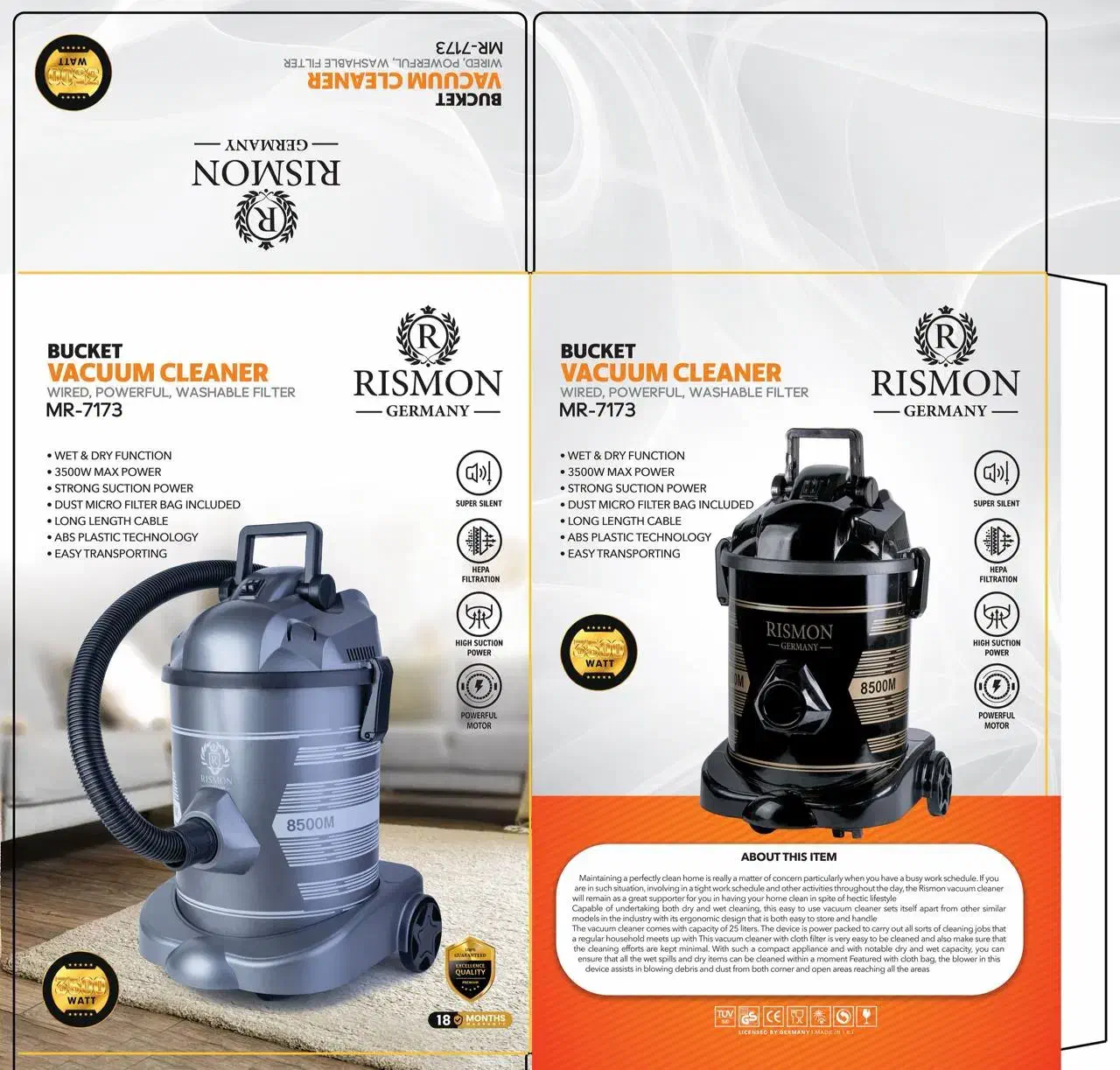 جاروبرقی سطلی ریسمون مدل7173|جاروبرقی، جارو شارژی، بخارشو|میبد, |دیوار