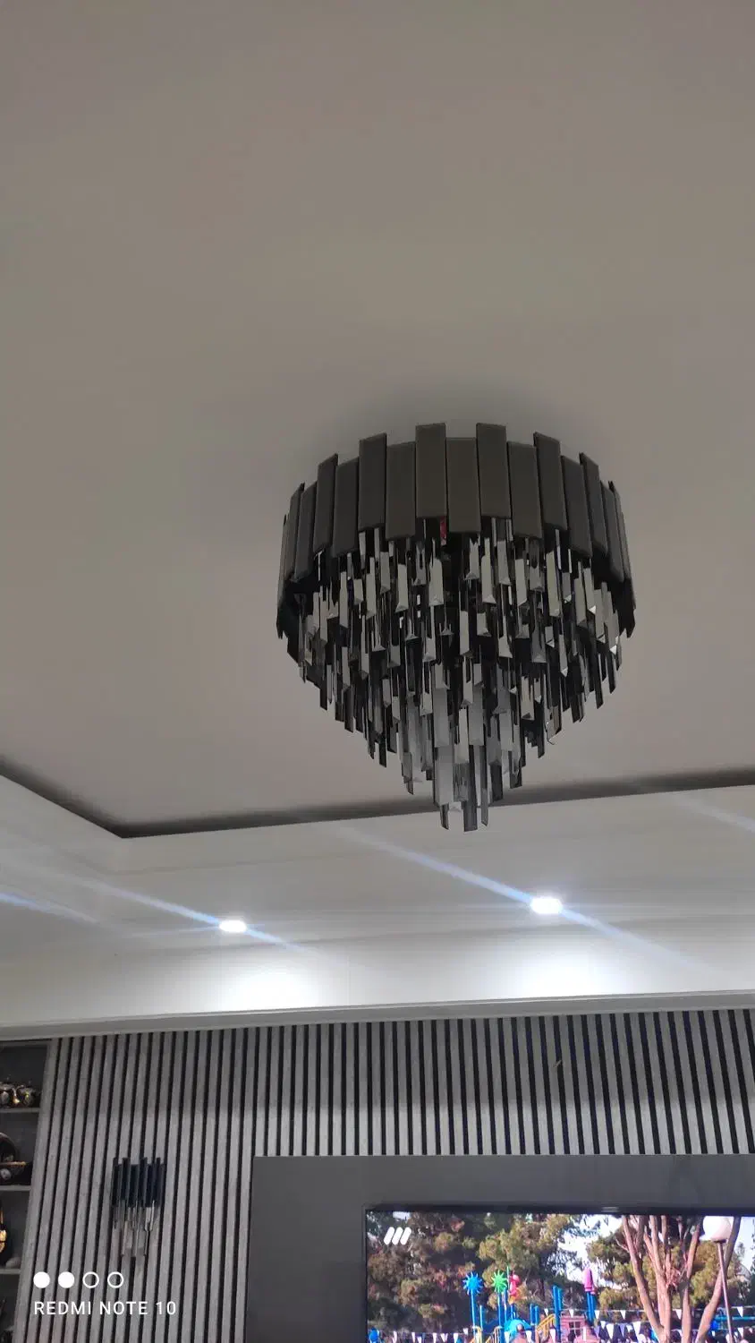 لوستر کاردی آینه ای مشکی و برفی|لوستر و چراغ آویز|کرج, عظیمیه|دیوار