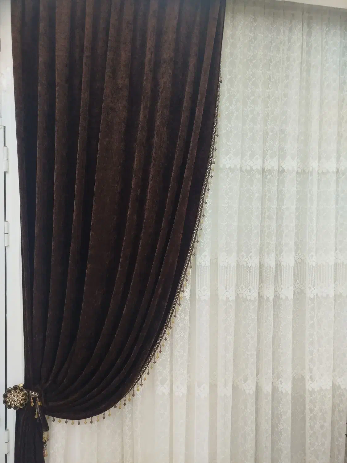 یالان قهوه ای مخمل|پرده، رانر، رومیزی|ایلام, |دیوار