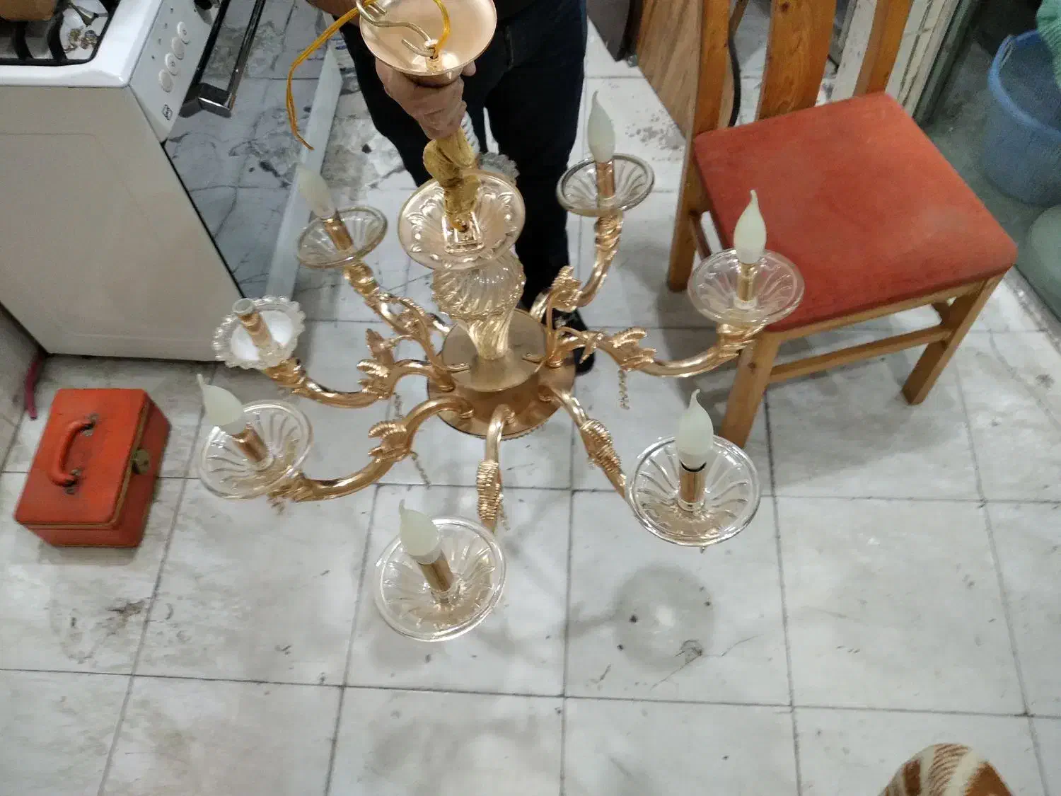 لوستر برنزی 8شاخه|لوستر و چراغ آویز|ارومیه, |دیوار