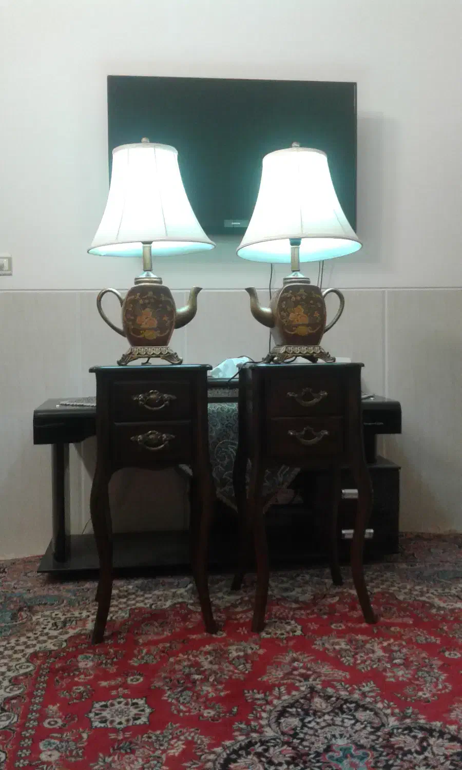 آباژور چراغ خواب جفت عتیقه وارداتی سفالی|کلکسیون اشیاء عتیقه|یزد, |دیوار