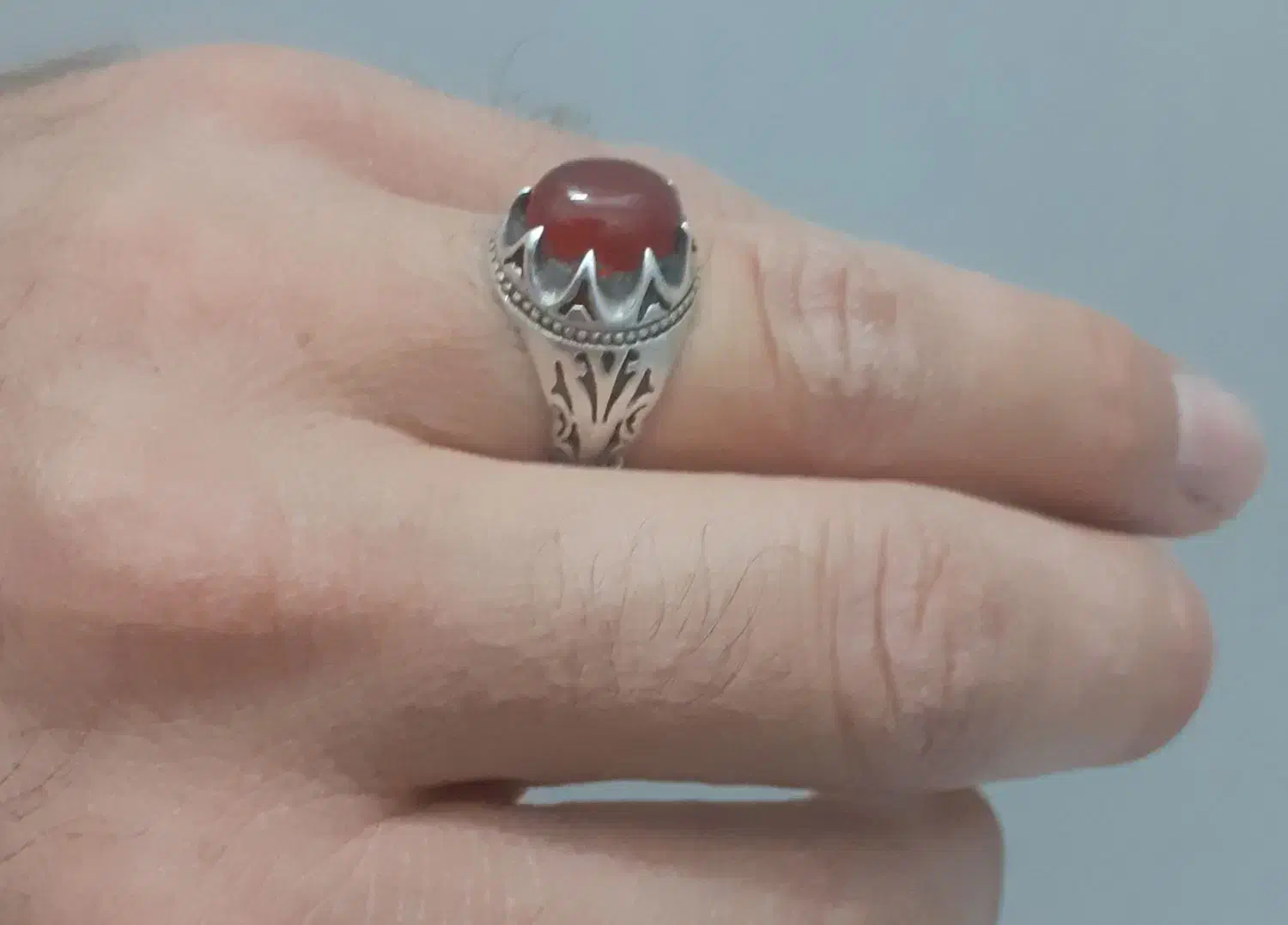 انگشتر نقره باسنگ عقیق اصل|جواهرات|تبریز, |دیوار