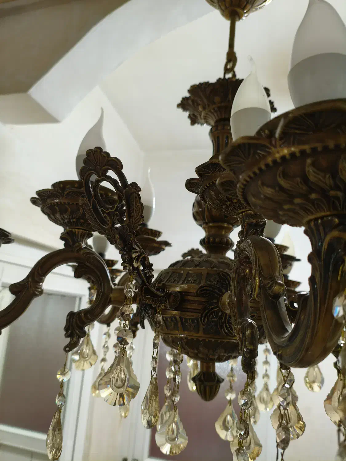 لوستر ۱۰ شعله برنجی|لوستر و چراغ آویز|گرگان, |دیوار