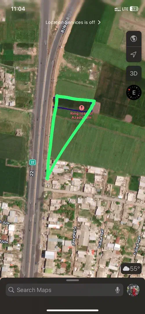 زمین فروشی بر جاده اصلی|فروش زمین و ملک کلنگی|آزادشهر, |دیوار